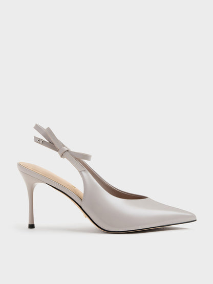 CHARLES & KEITH Signature / Anastasia Leather Slingback Pumps - Grey