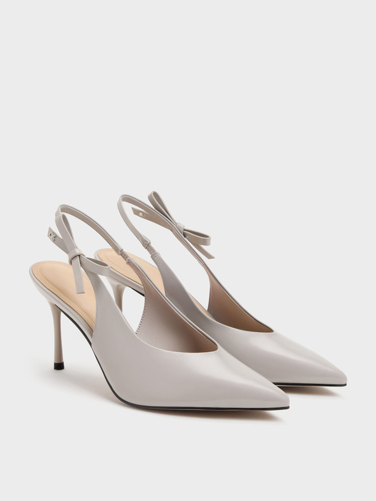 CHARLES & KEITH Signature / Anastasia Leather Slingback Pumps - Grey