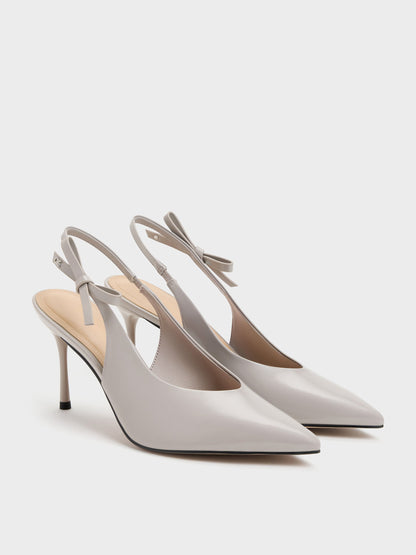 CHARLES & KEITH Signature / Anastasia Leather Slingback Pumps - Grey
