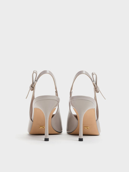 CHARLES & KEITH Signature / Anastasia Leather Slingback Pumps - Grey
