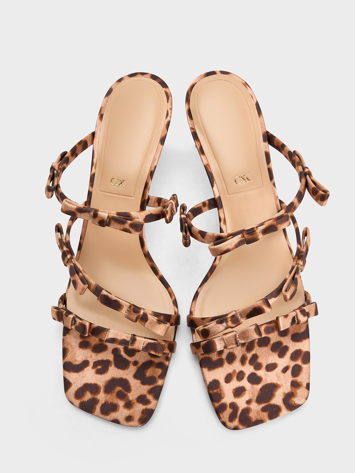 CHARLES & KEITH Popular / Jessy Leopard-Print Bow Heeled Sandals - Multi
