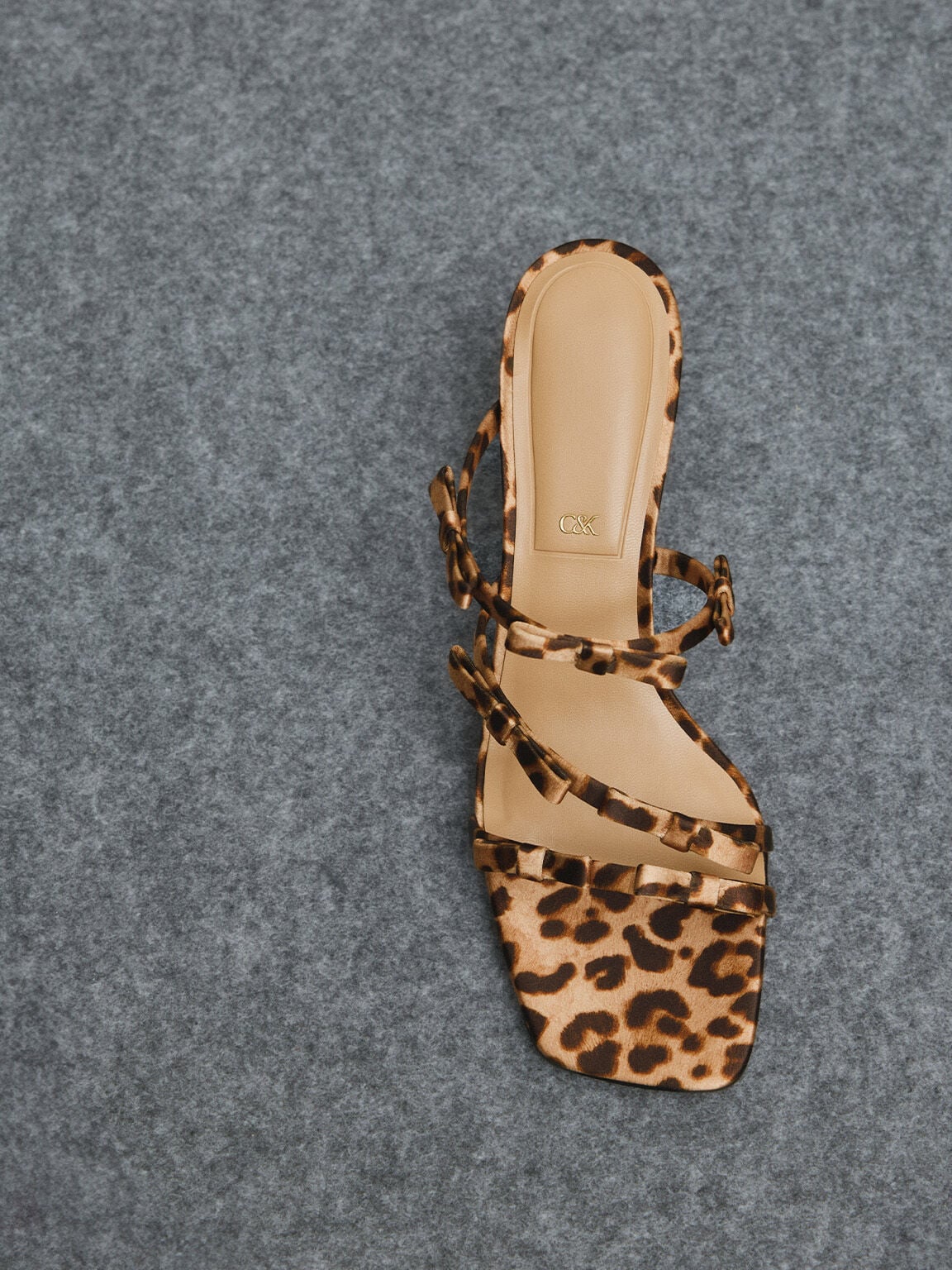 CHARLES & KEITH Popular / Jessy Leopard-Print Bow Heeled Sandals - Multi