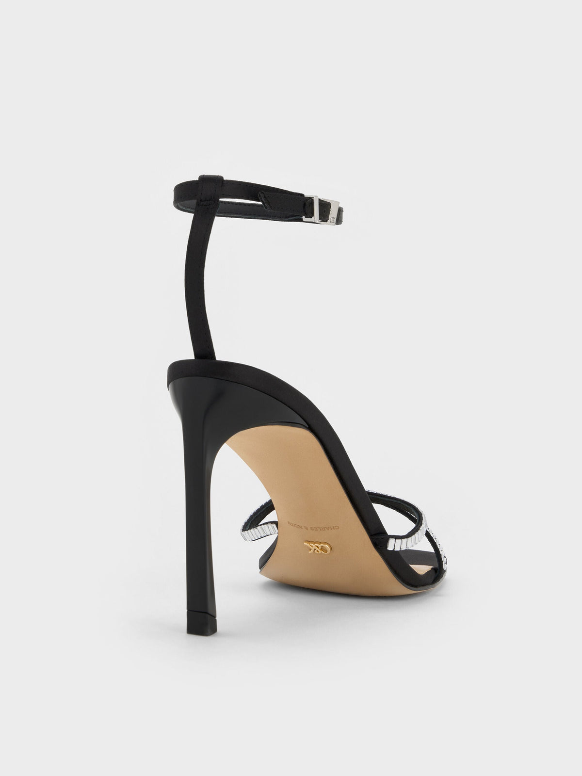 CHARLES & KEITH Signature / Jaylene Gem Stiletto Sandals - Black Textured