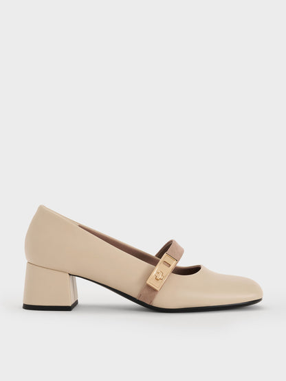 CHARLES & KEITH Best Price / Lando Two-Tone Mary Jane Pumps - Chalk