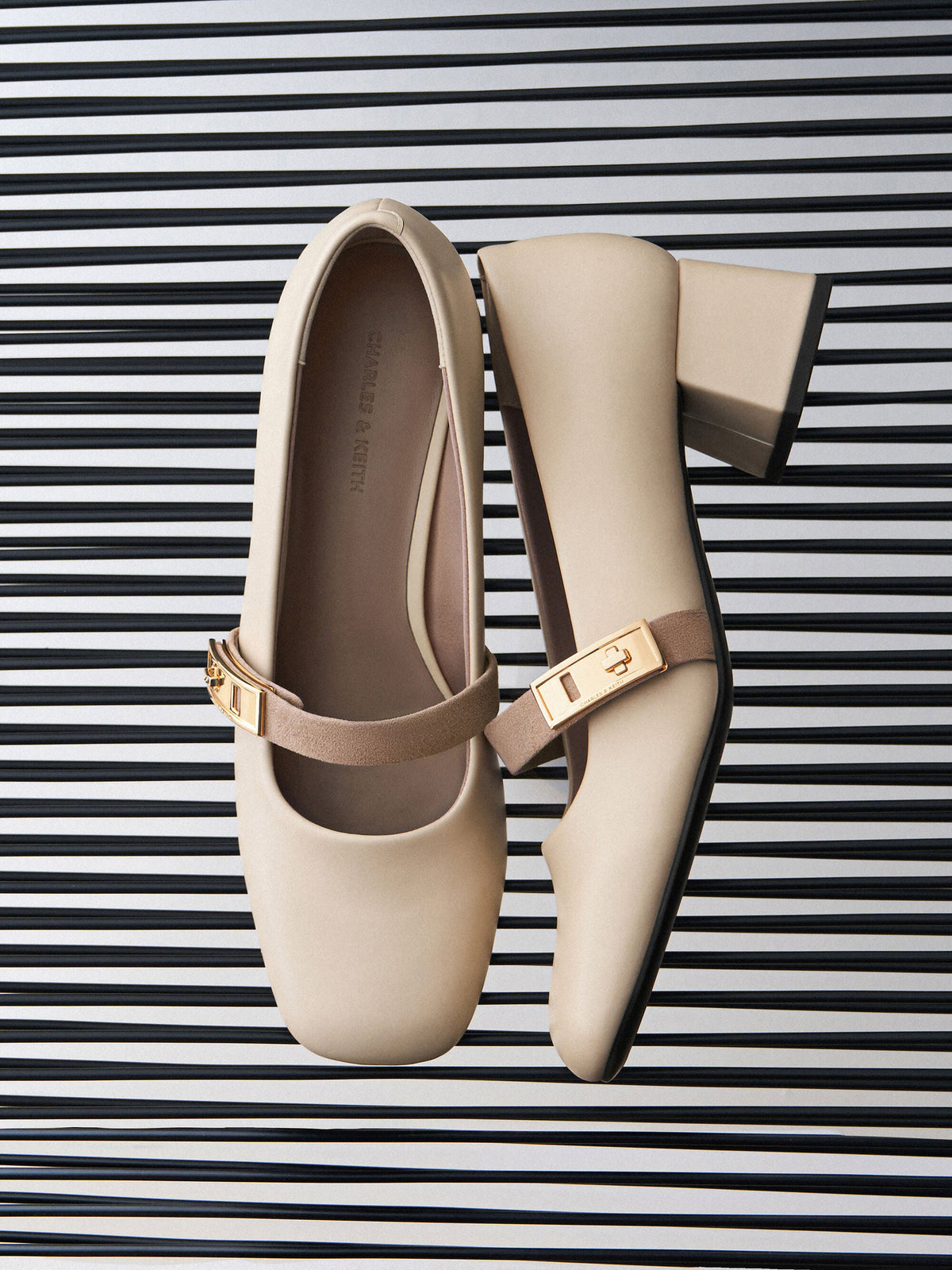 CHARLES & KEITH Best Price / Lando Two-Tone Mary Jane Pumps - Chalk
