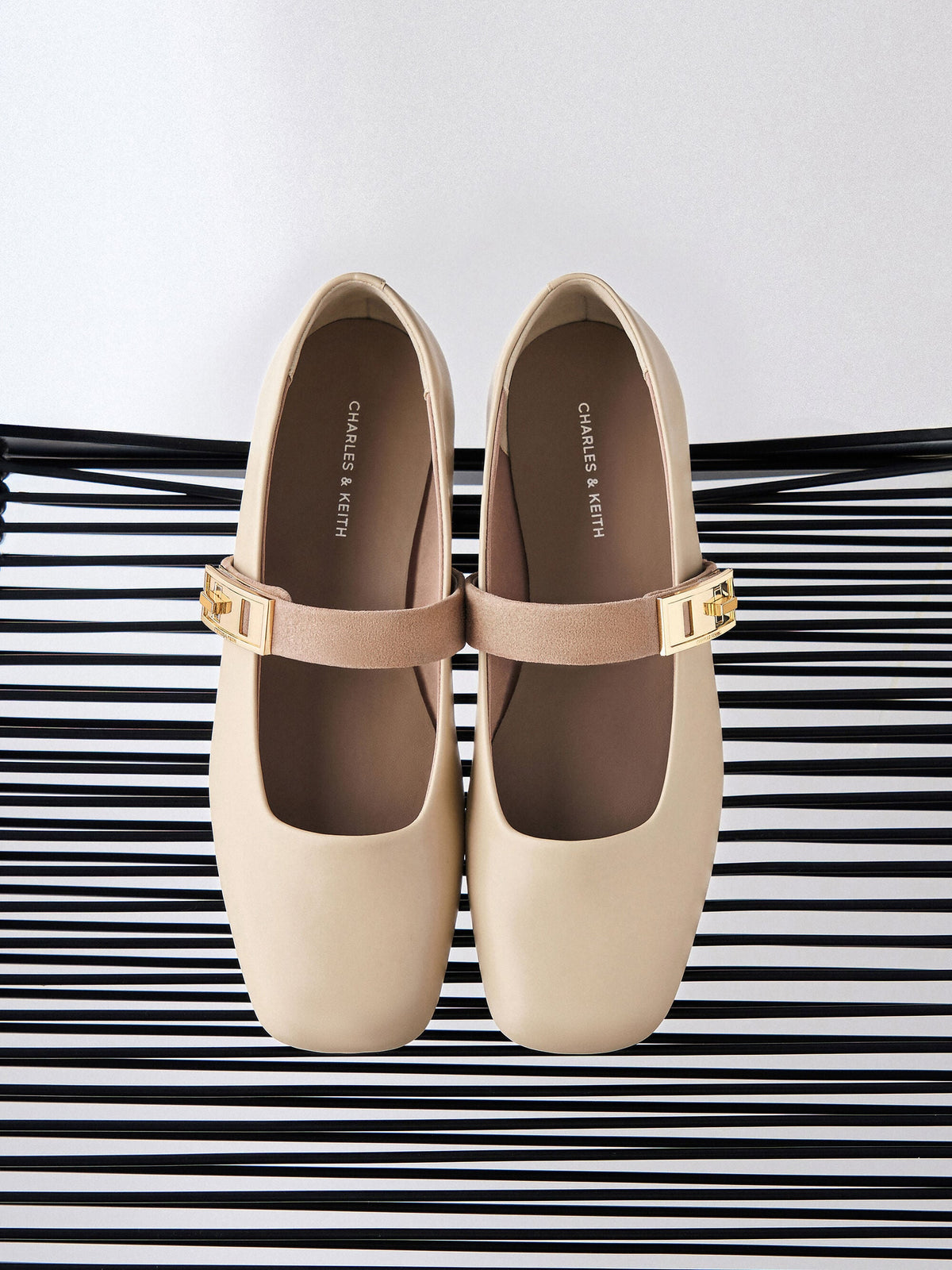 CHARLES & KEITH Best Price / Lando Two-Tone Mary Jane Pumps - Chalk