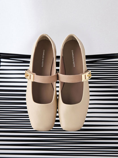 CHARLES & KEITH Best Price / Lando Two-Tone Mary Jane Pumps - Chalk