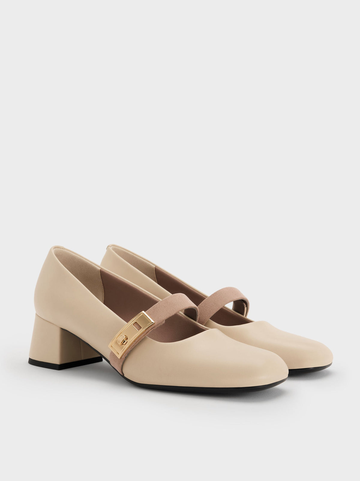 CHARLES & KEITH Best Price / Lando Two-Tone Mary Jane Pumps - Chalk