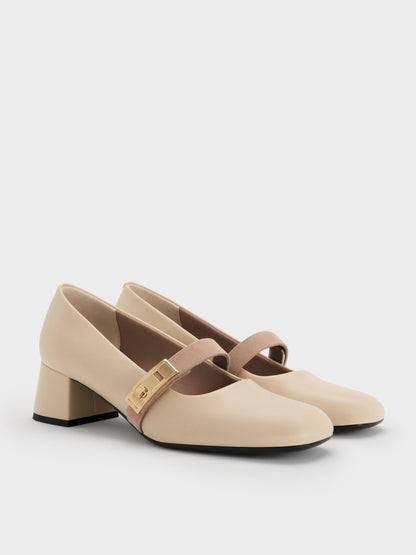 CHARLES & KEITH Best Price / Lando Two-Tone Mary Jane Pumps - Chalk