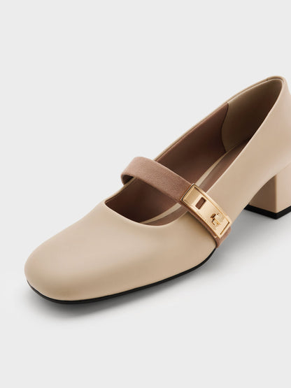 CHARLES & KEITH Best Price / Lando Two-Tone Mary Jane Pumps - Chalk