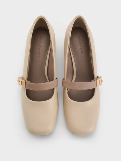 CHARLES & KEITH Best Price / Lando Two-Tone Mary Jane Pumps - Chalk