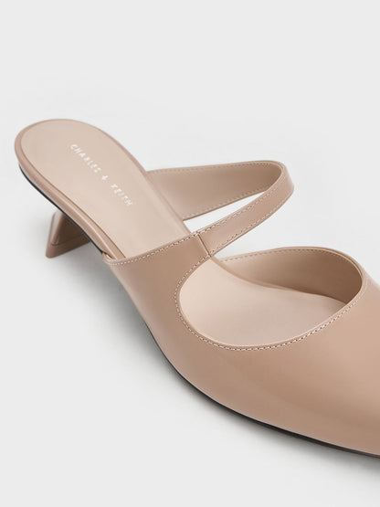 CHARLES & KEITH Everyday / Vada Patent Asymmetric Sculptural Heel Pumps - Nude