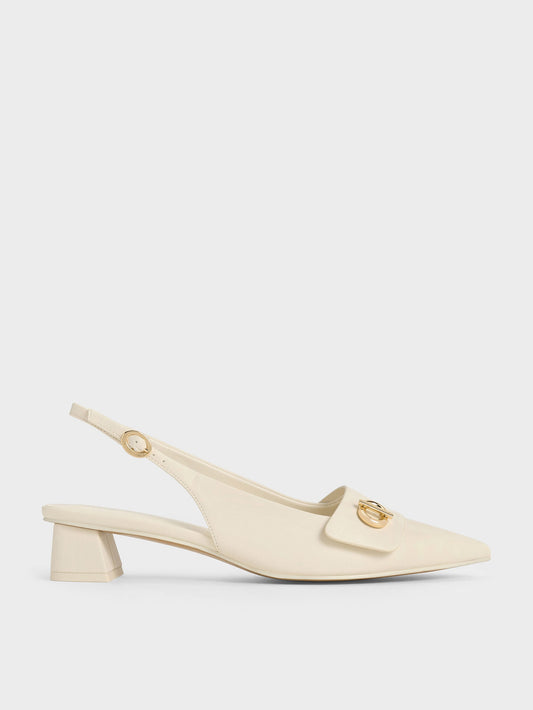 CHARLES & KEITH Hot Sale / Marley Slingback Pumps - Chalk