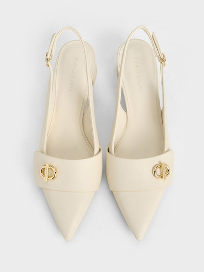 CHARLES & KEITH Hot Sale / Marley Slingback Pumps - Chalk