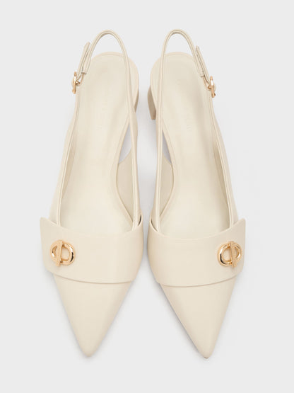 CHARLES & KEITH Hot Sale / Marley Slingback Pumps - Chalk