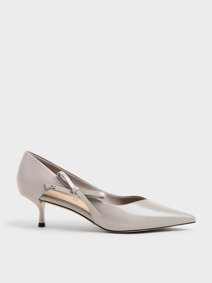 CHARLES & KEITH Exclusive / Anastasia Leather Kitten Heels - Grey