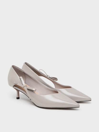 CHARLES & KEITH Exclusive / Anastasia Leather Kitten Heels - Grey