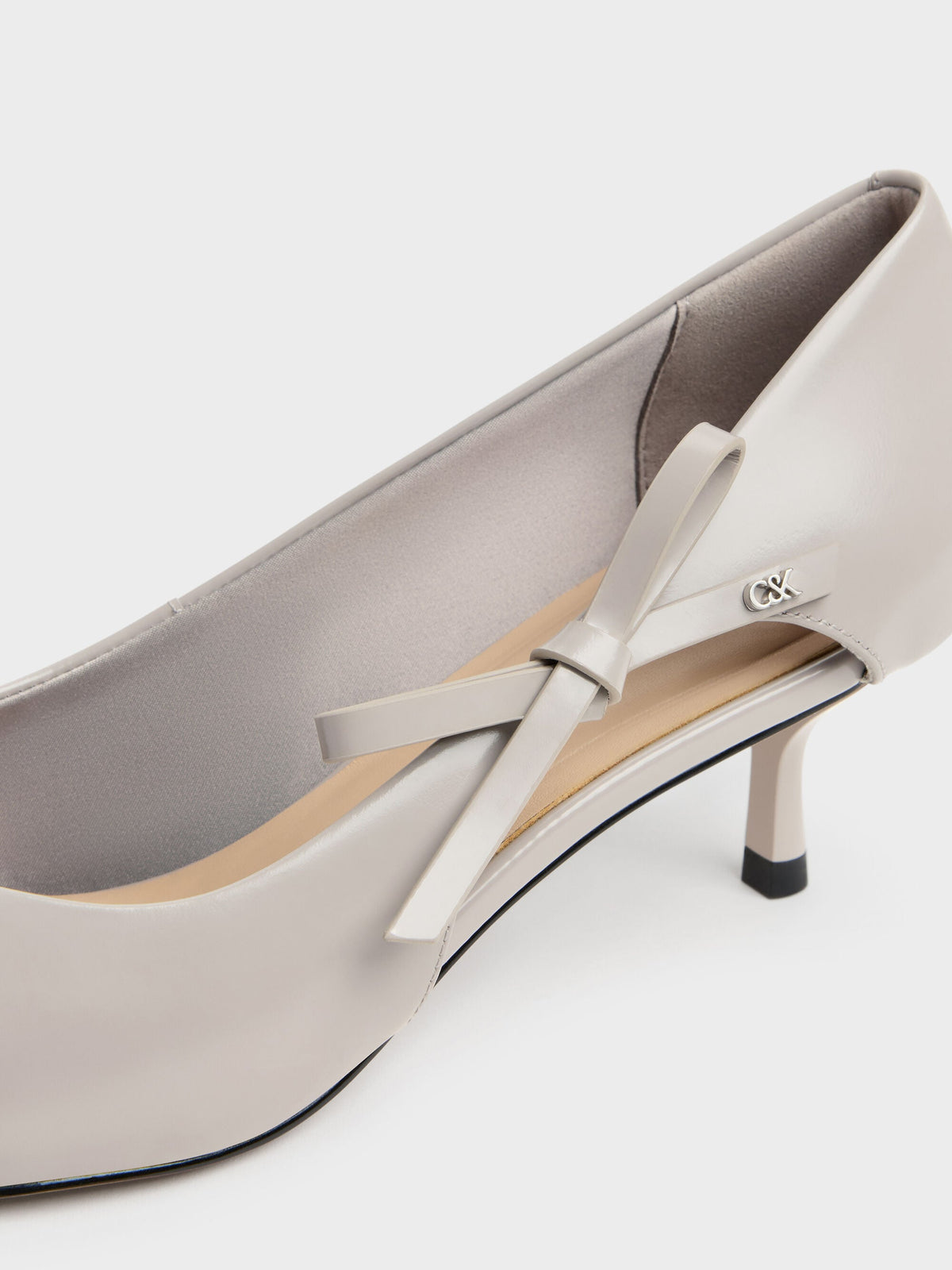 CHARLES & KEITH Exclusive / Anastasia Leather Kitten Heels - Grey