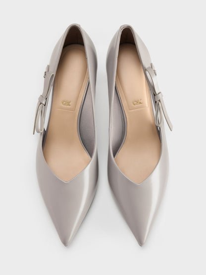 CHARLES & KEITH Exclusive / Anastasia Leather Kitten Heels - Grey