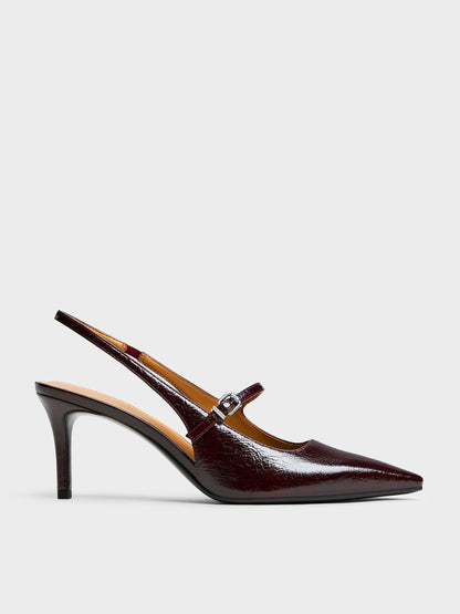 CHARLES & KEITH Value / Pointed Slingback Mary Jane Pumps - Burgundy