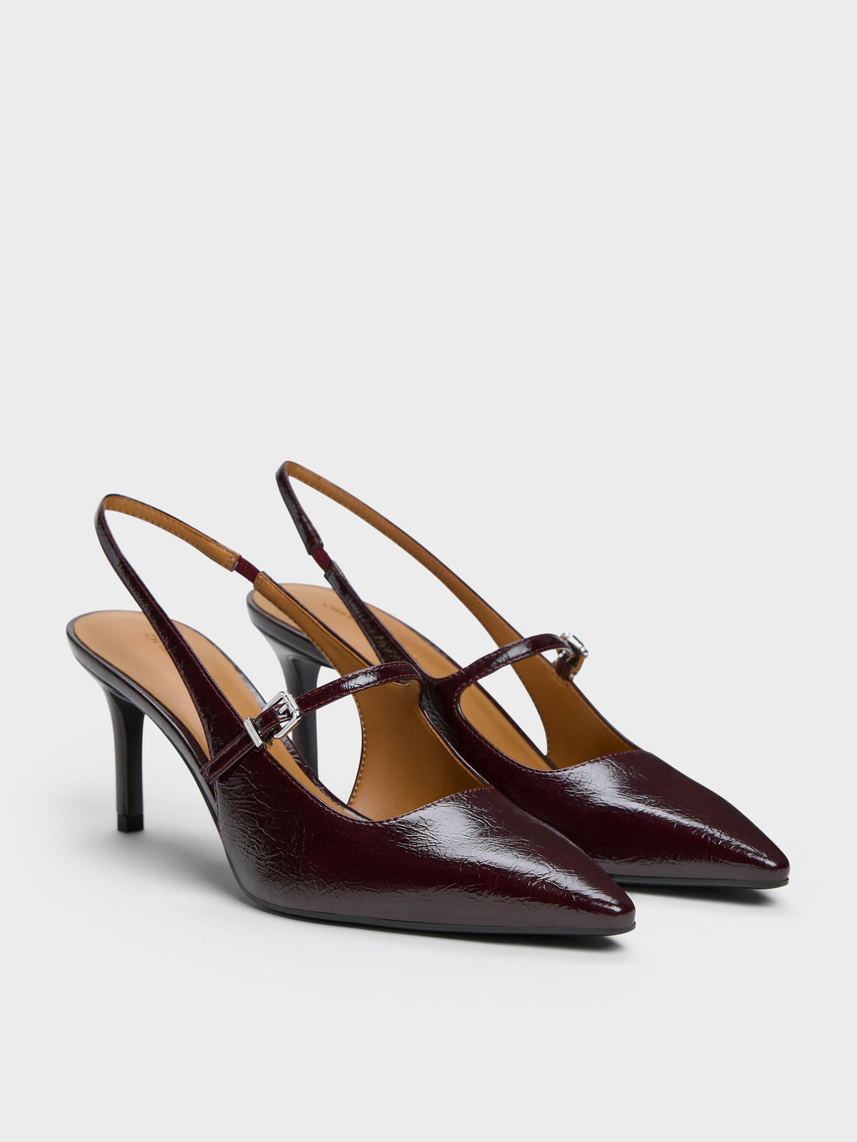 CHARLES & KEITH Value / Pointed Slingback Mary Jane Pumps - Burgundy