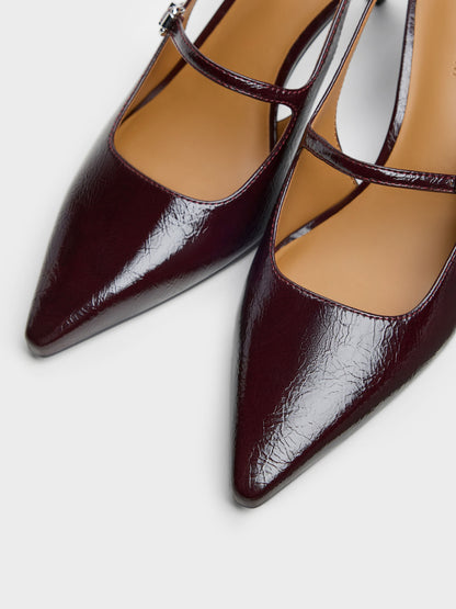 CHARLES & KEITH Value / Pointed Slingback Mary Jane Pumps - Burgundy