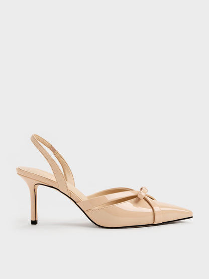 CHARLES & KEITH New / Kaleen Patent Slingback Stilettos - Nude