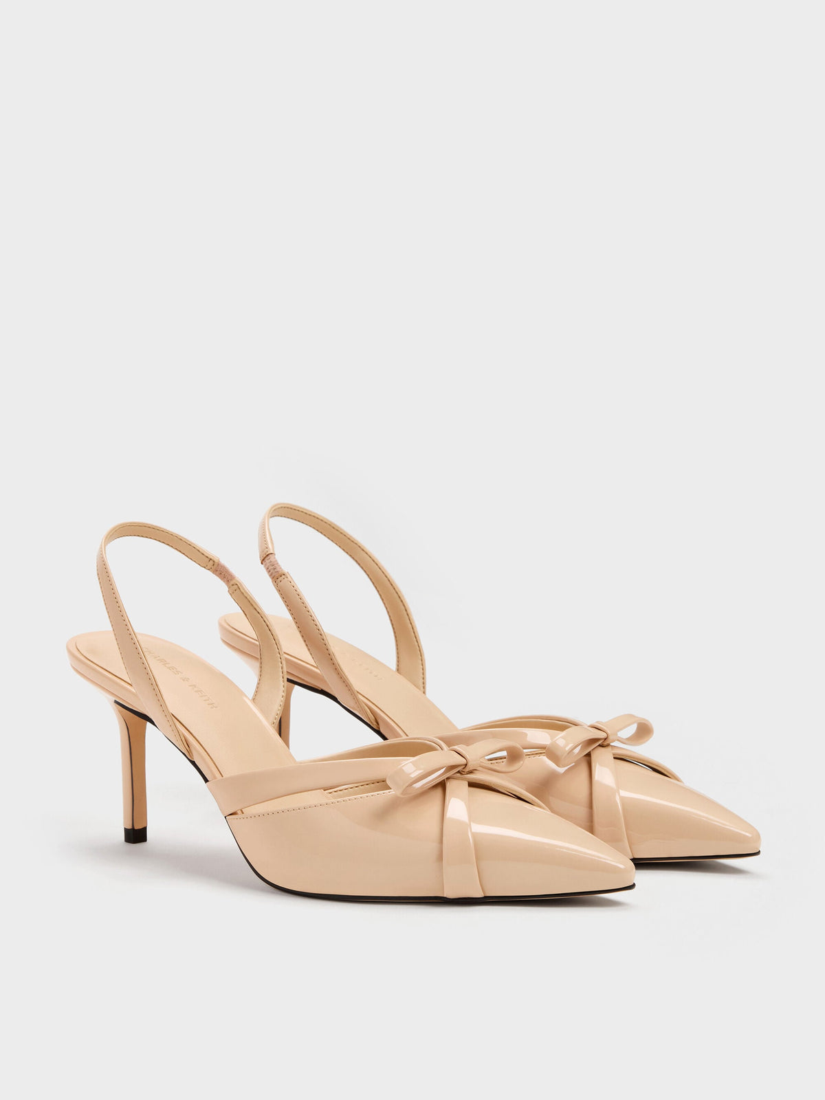 CHARLES & KEITH New / Kaleen Patent Slingback Stilettos - Nude