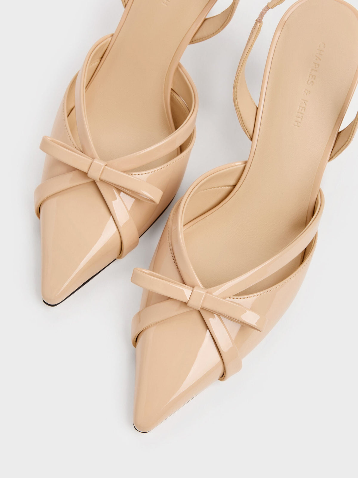 CHARLES & KEITH New / Kaleen Patent Slingback Stilettos - Nude