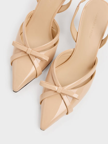 CHARLES & KEITH New / Kaleen Patent Slingback Stilettos - Nude