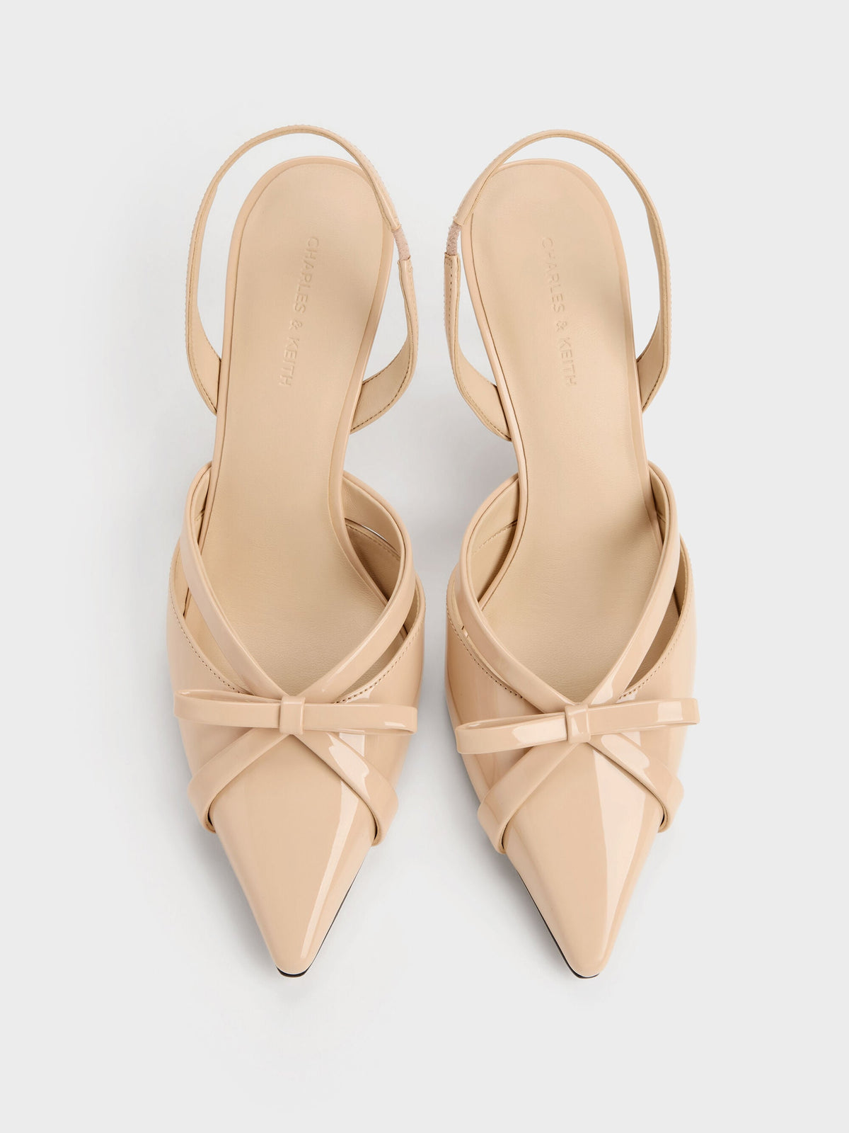 CHARLES & KEITH New / Kaleen Patent Slingback Stilettos - Nude