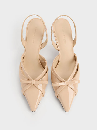 CHARLES & KEITH New / Kaleen Patent Slingback Stilettos - Nude