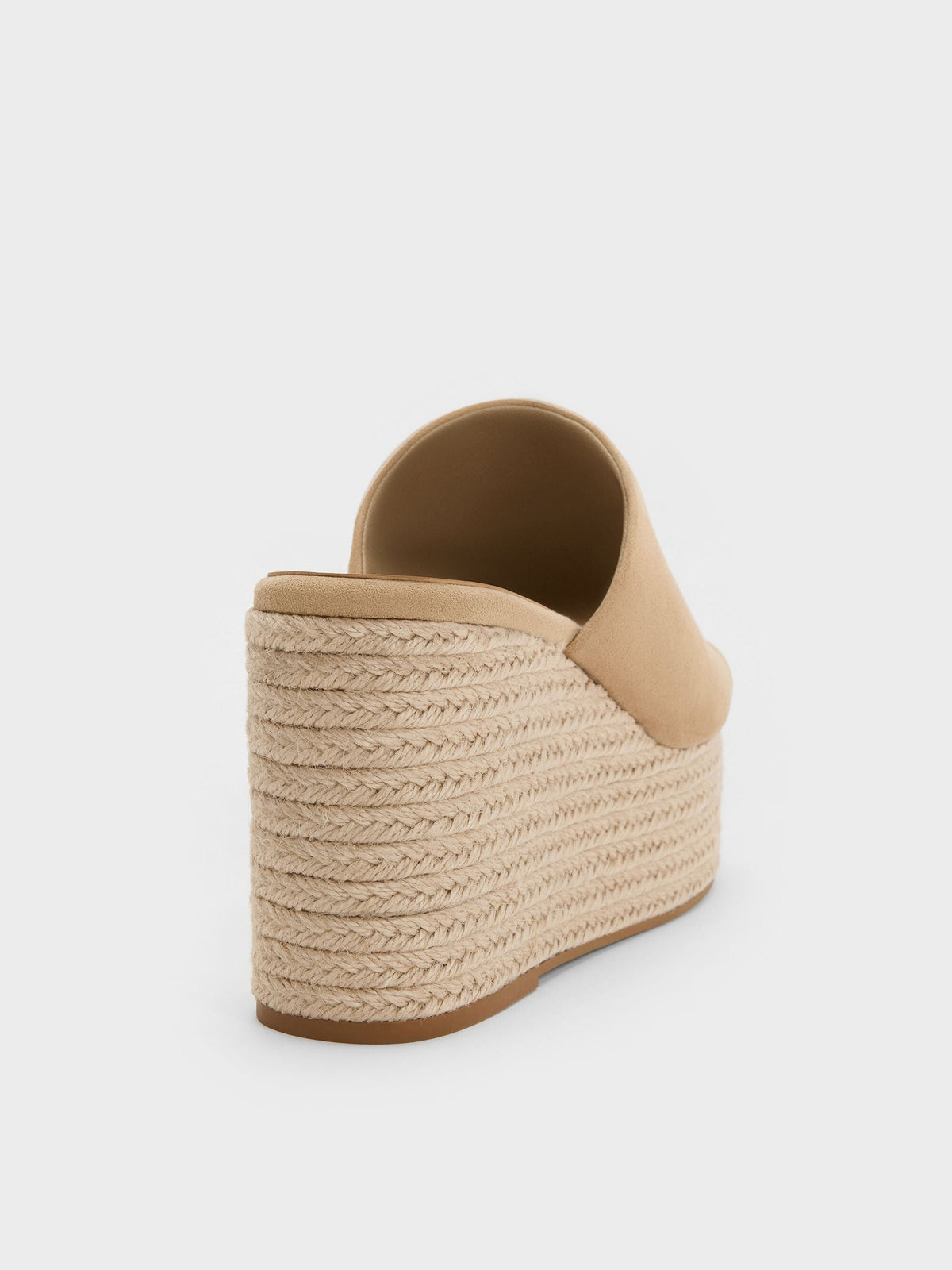 CHARLES & KEITH Premium / Faux Suede Metallic-Accent Espadrille Wedges - Sand
