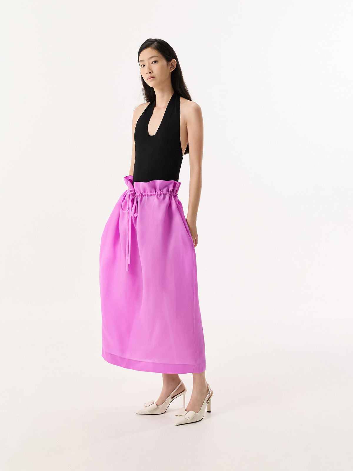 CHARLES & KEITH Sale / Lu Patent Leather Bow Slingback Pumps - Chalk