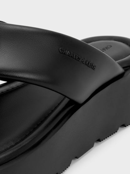 CHARLES & KEITH Value / V-Strap Flatform Thong Sandals - Black