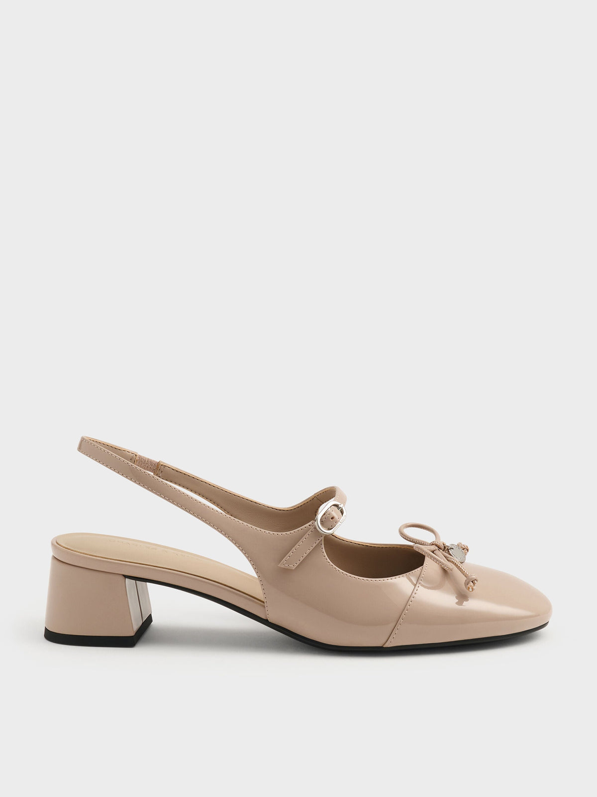 CHARLES & KEITH Discount / Patent Bow Slingback Pumps - Nude