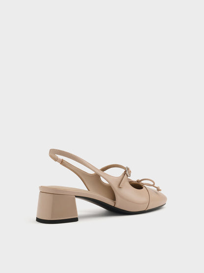 CHARLES & KEITH Discount / Patent Bow Slingback Pumps - Nude