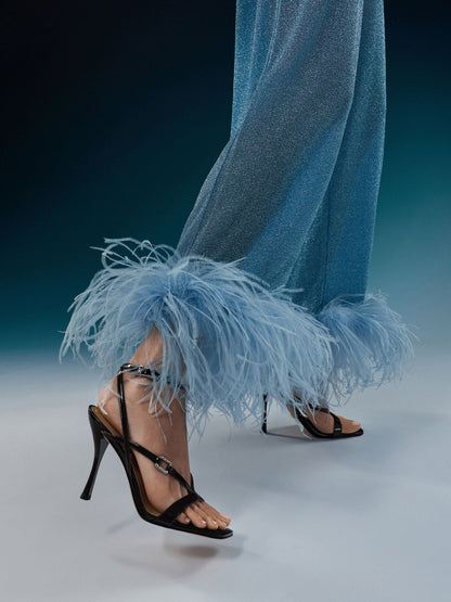CHARLES & KEITH Customer Favorite / Patent Leather Crystal-Buckle Ankle-Strap Heels - Black Patent