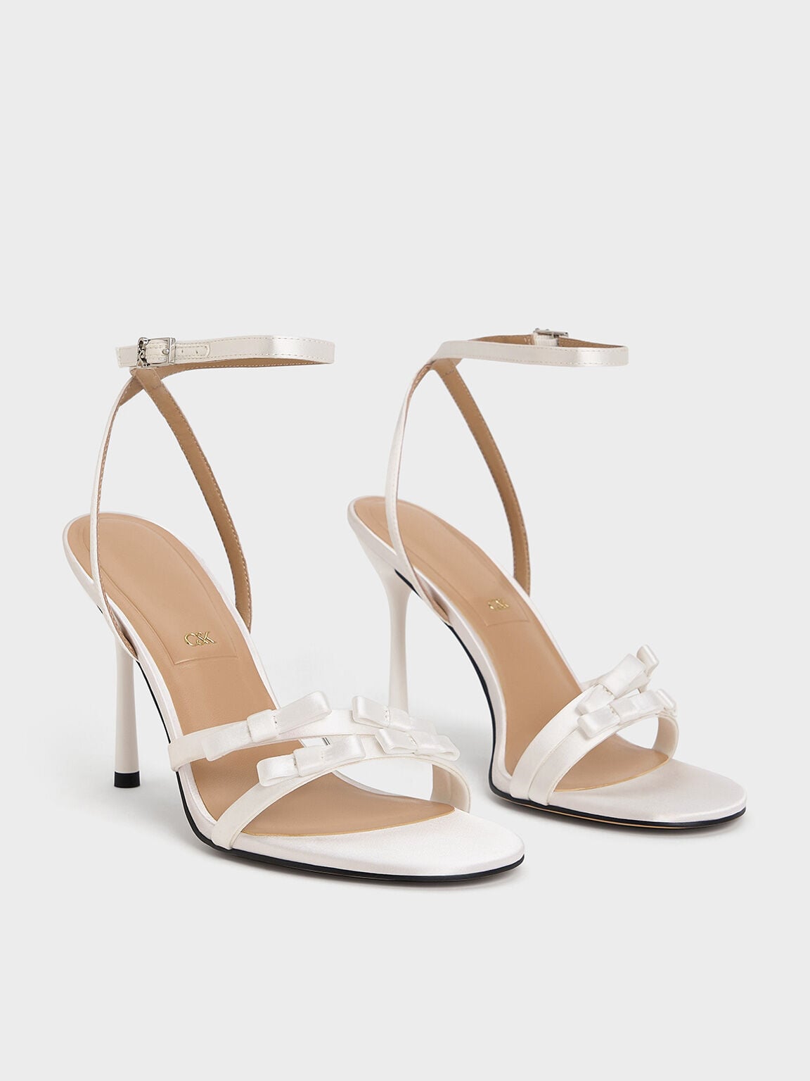 CHARLES & KEITH Special Offer / Jessy Bow Stiletto Sandals - White