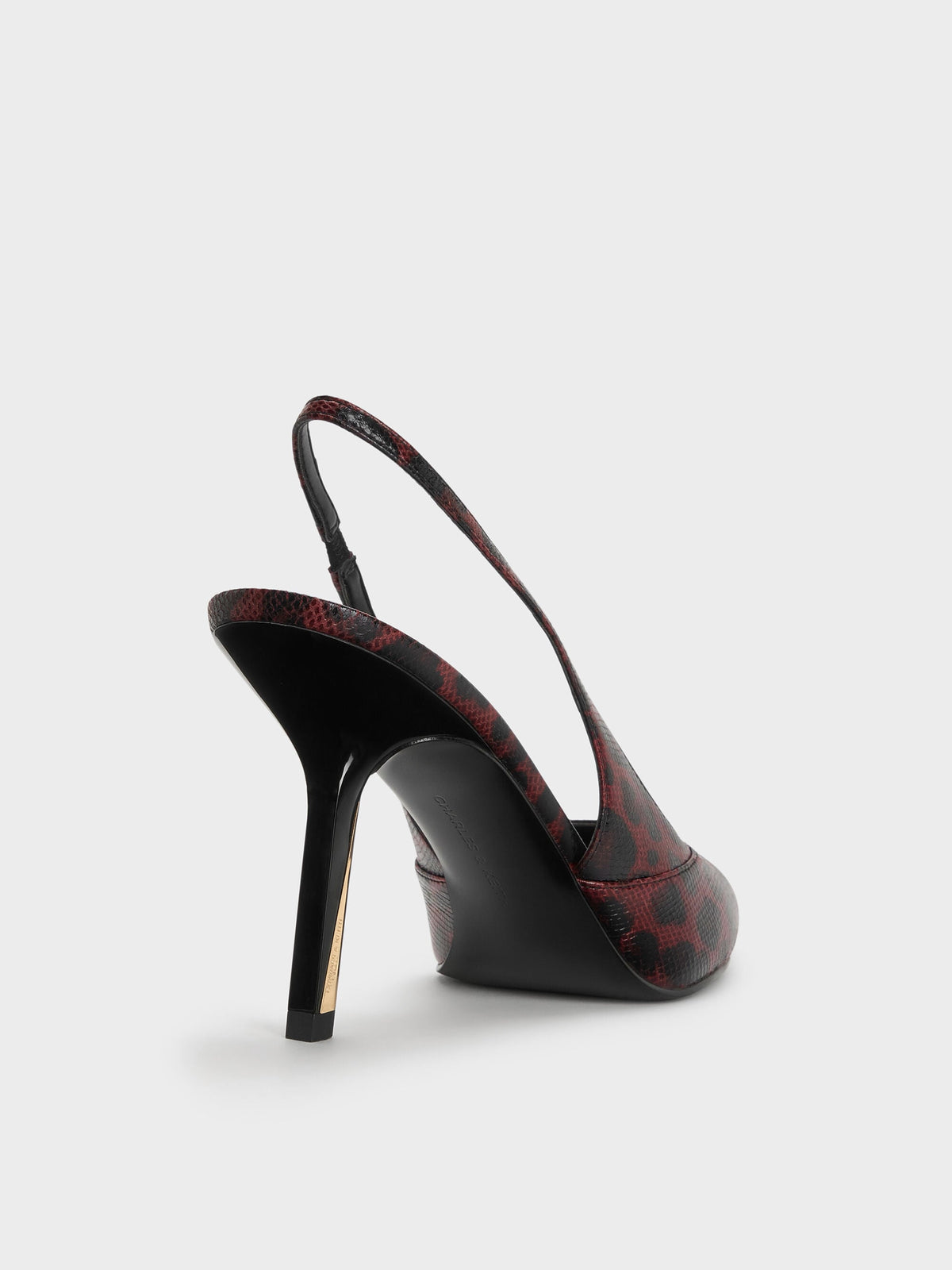 CHARLES & KEITH Quality / Taylen Leopard-Print Slingback Pumps - Animal Print Burgundy