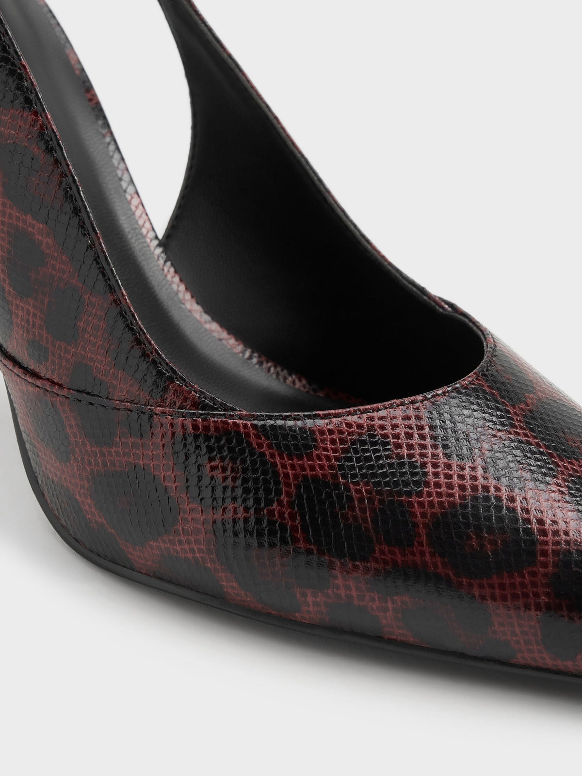 CHARLES & KEITH Quality / Taylen Leopard-Print Slingback Pumps - Animal Print Burgundy
