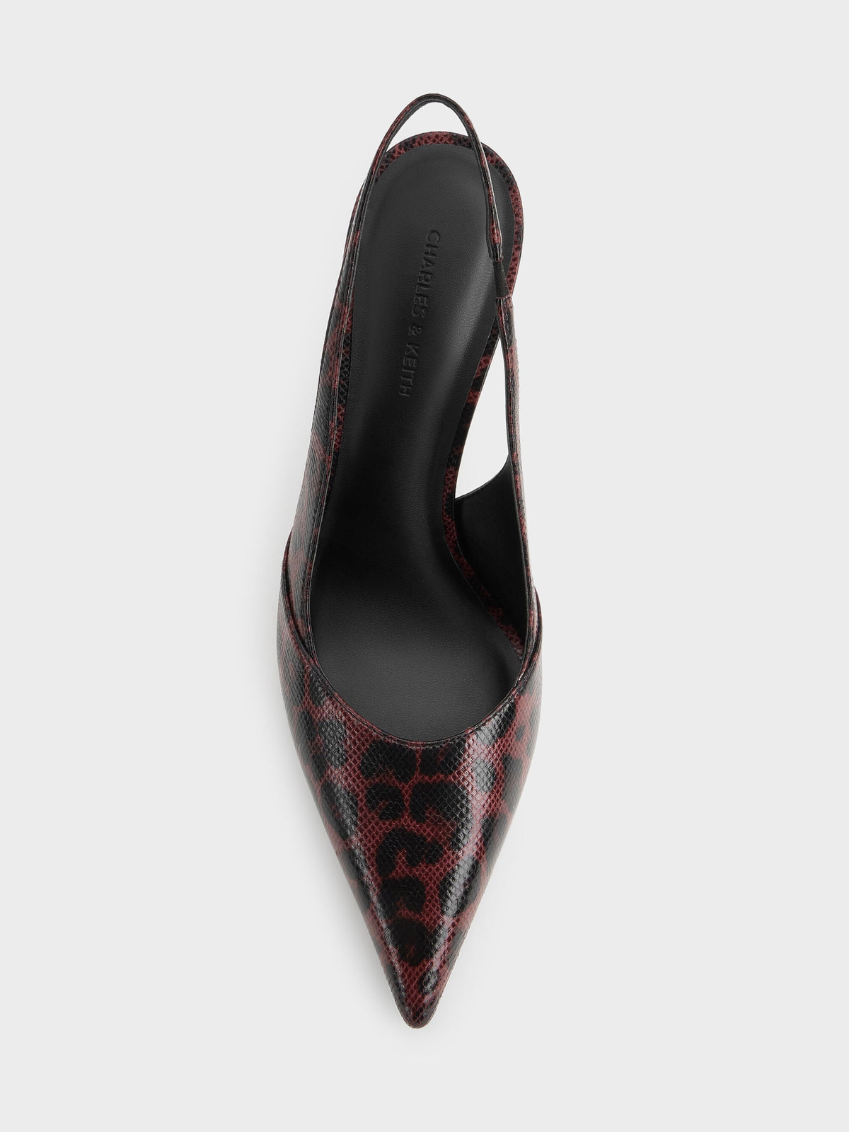 CHARLES & KEITH Quality / Taylen Leopard-Print Slingback Pumps - Animal Print Burgundy