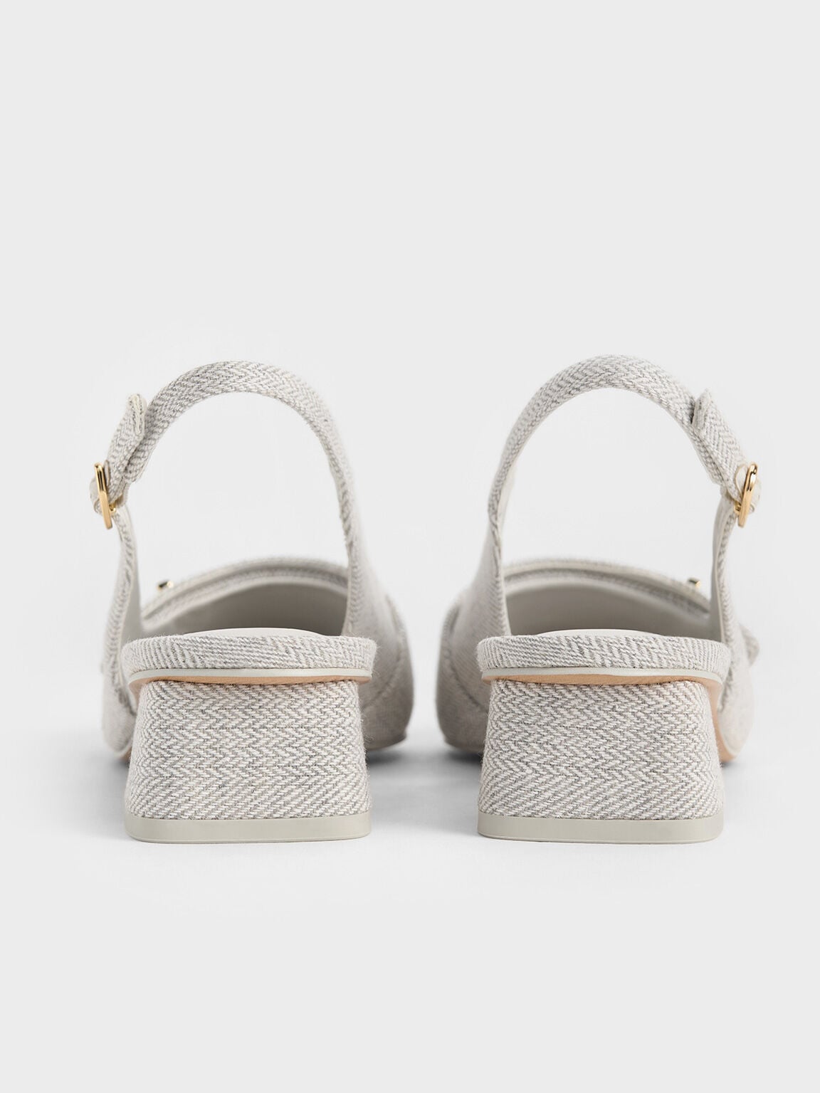 CHARLES & KEITH Latest / Marley Tweed Slingback Pumps - Light Grey