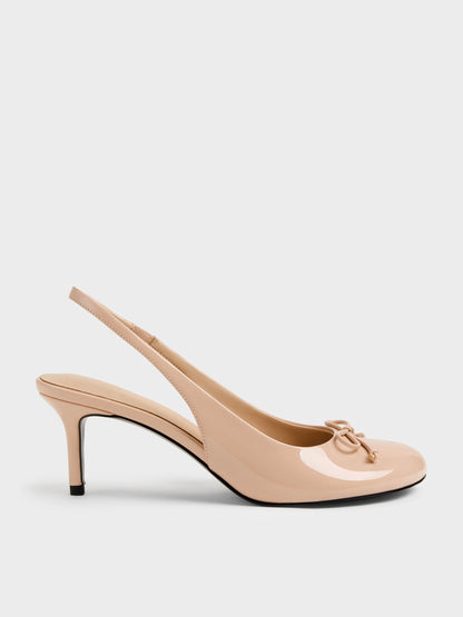 CHARLES & KEITH Everyday / Imani Patent Asymmetric Slingback Pumps - Nude