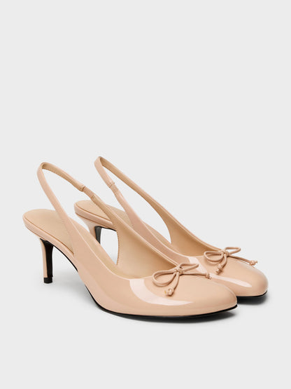 CHARLES & KEITH Everyday / Imani Patent Asymmetric Slingback Pumps - Nude