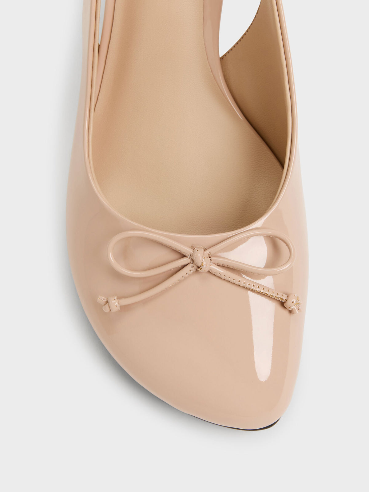 CHARLES & KEITH Everyday / Imani Patent Asymmetric Slingback Pumps - Nude