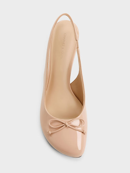 CHARLES & KEITH Everyday / Imani Patent Asymmetric Slingback Pumps - Nude