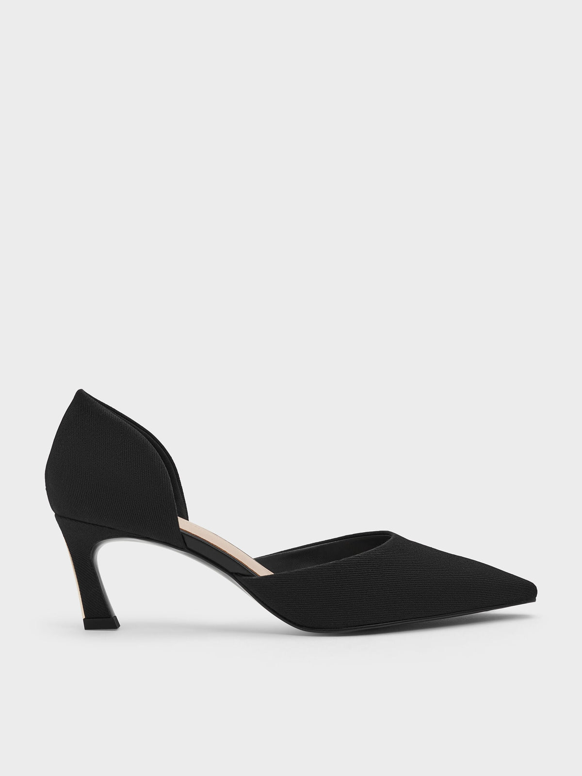 CHARLES & KEITH Exclusive / Kerra Twill Pointed D'Orsay Pumps - Black Textured
