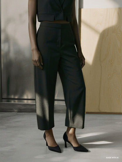 CHARLES & KEITH Exclusive / Kerra Twill Pointed D'Orsay Pumps - Black Textured