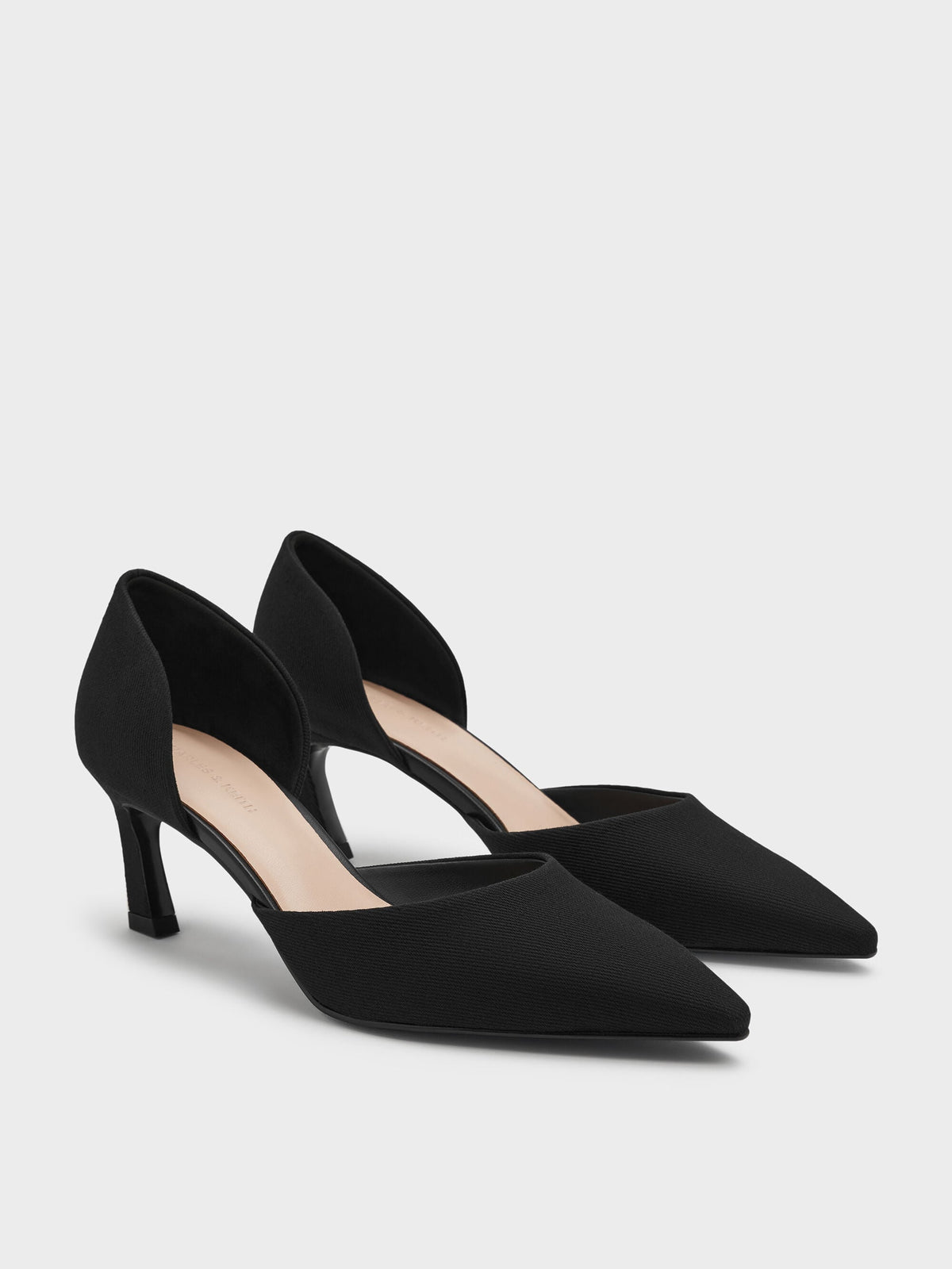 CHARLES & KEITH Exclusive / Kerra Twill Pointed D'Orsay Pumps - Black Textured